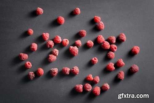 Collection of delicious raspberry dessert macro berry 25 HQ Jpeg