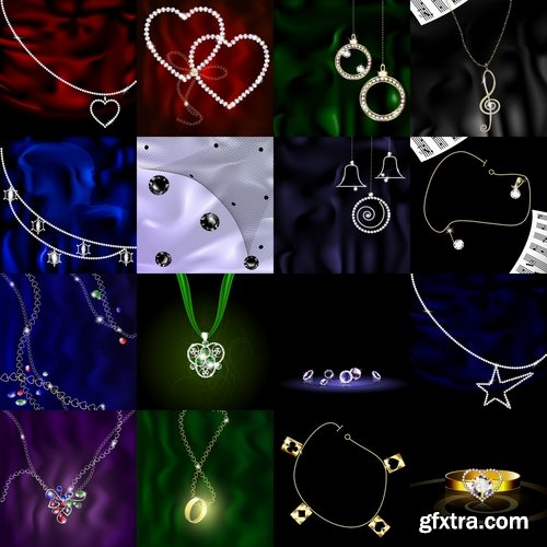 Collection of vector image pendant chain suspension jewelry 25 Eps