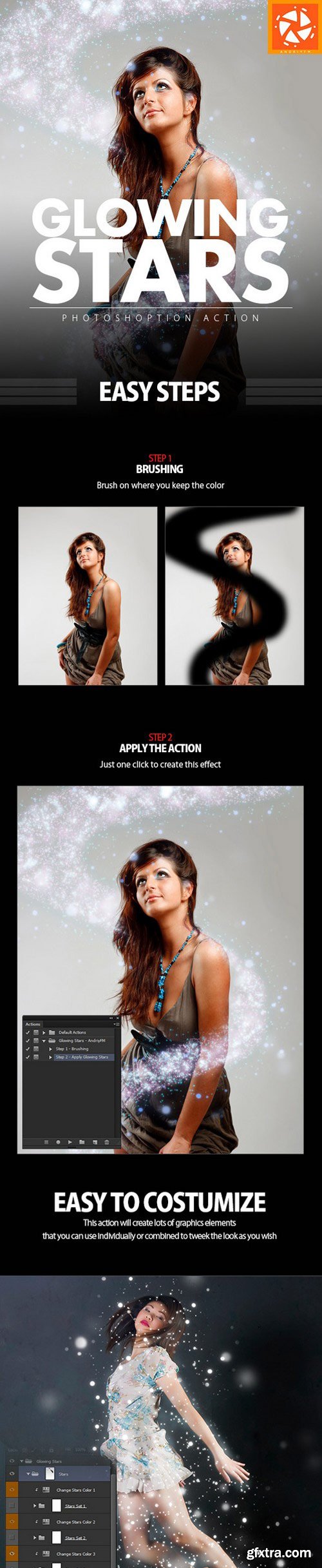 GraphicRiver - 11822482 Glowing Stars Photoshop Action