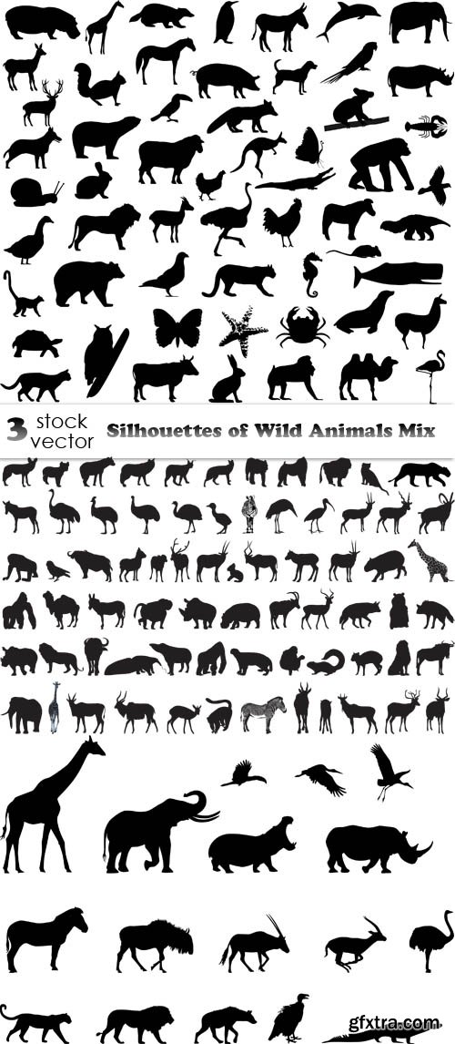 Vectors - Silhouettes of Wild Animals Mix