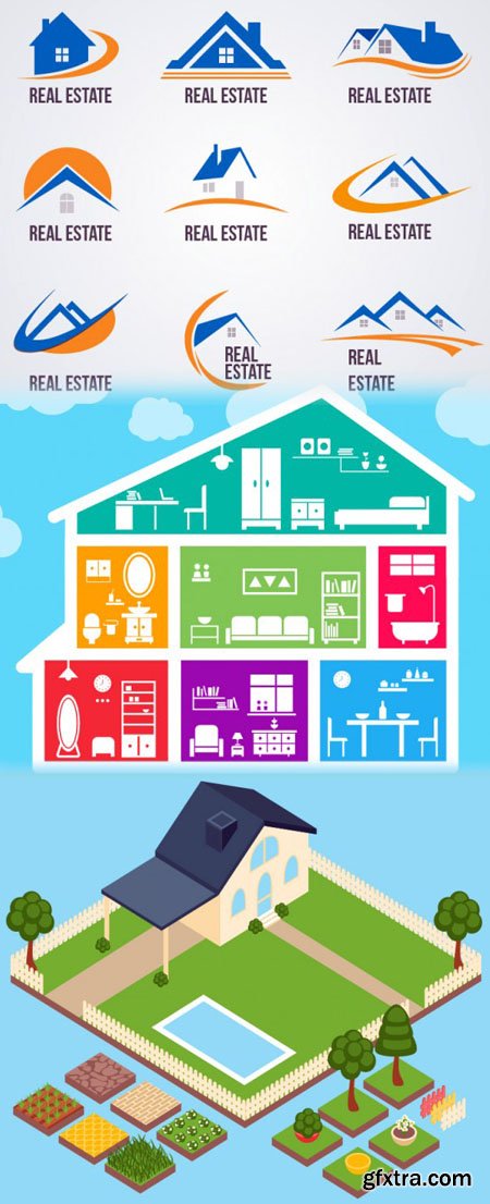 Real Estate Collection Vector [Logo-house-garden]