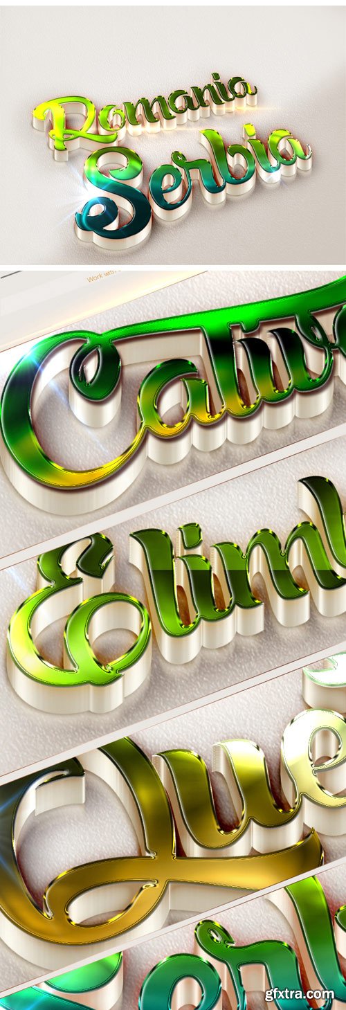 CM 299674 - 10 3D Text Effects Green Colour