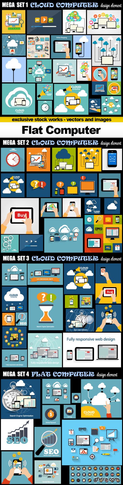 Flat Computer Design Elements - 4x EPS