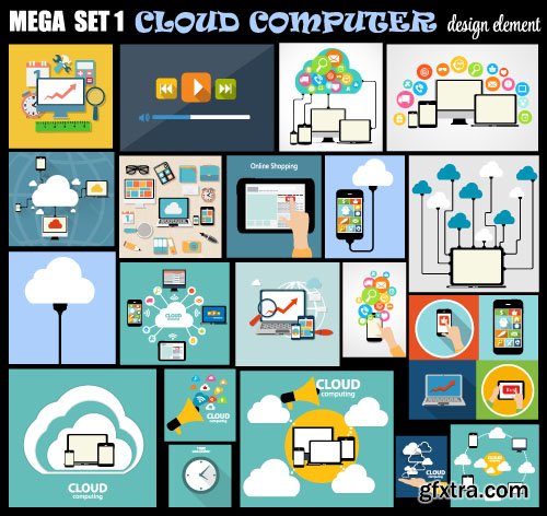 Flat Computer Design Elements - 4x EPS