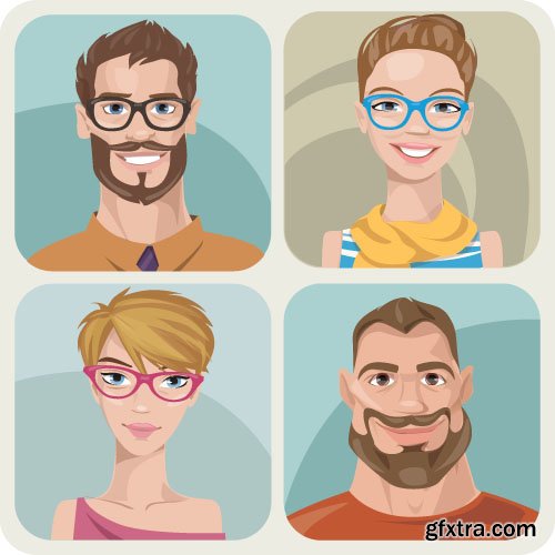 Human Face Vector Set - 12x EPS