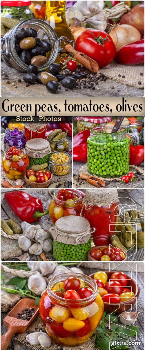 Green peas, tomatoes, olives