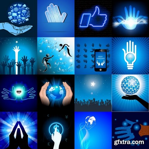 Collection of hand gestures hands Business 25 Eps