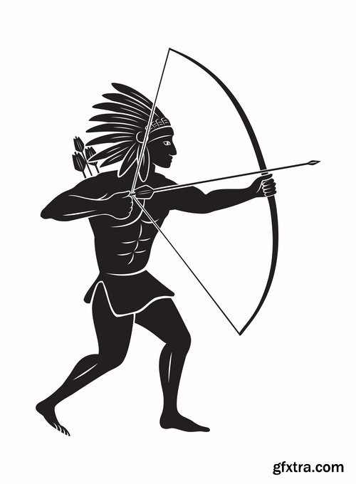 Collection of vector image Sagittarius bow arrow archer sport target 25 Eps