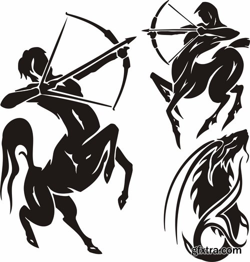 Collection of vector image Sagittarius bow arrow archer sport target 25 Eps