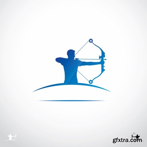 Collection of vector image Sagittarius bow arrow archer sport target 25 Eps