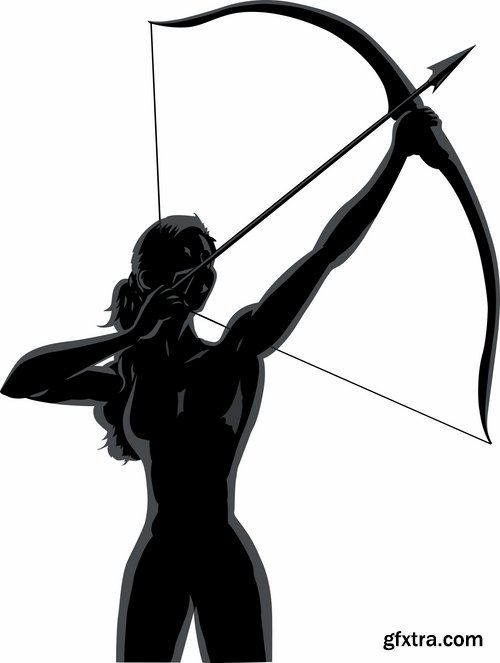 Collection of vector image Sagittarius bow arrow archer sport target 25 Eps