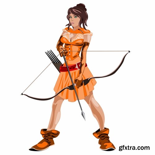 Collection of vector image Sagittarius bow arrow archer sport target 25 Eps