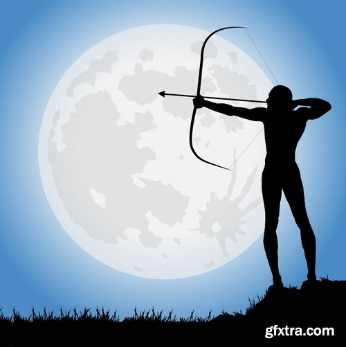 Collection of vector image Sagittarius bow arrow archer sport target 25 Eps