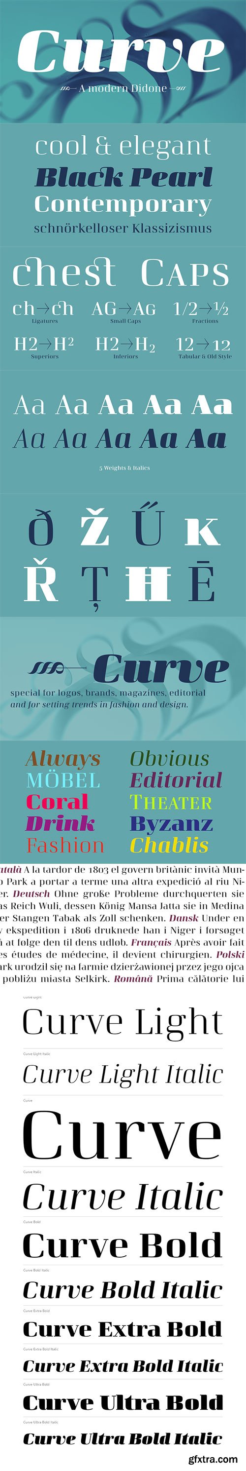 Curve - Modern Neo-Classical Typeface 10xOTF $205