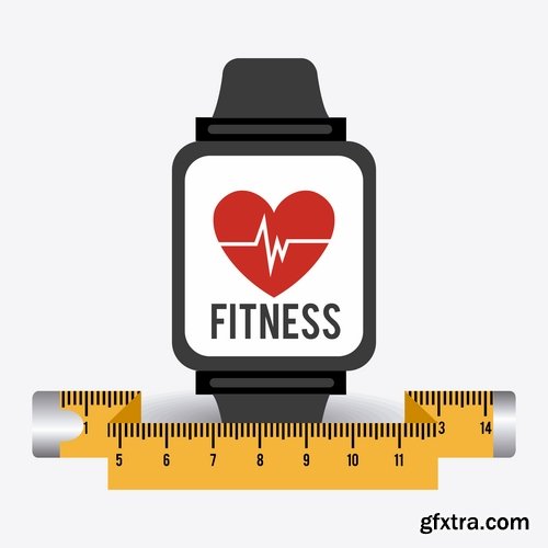 Collection of vector illustration picture infographics fitness poster sticker sport 25 Eps