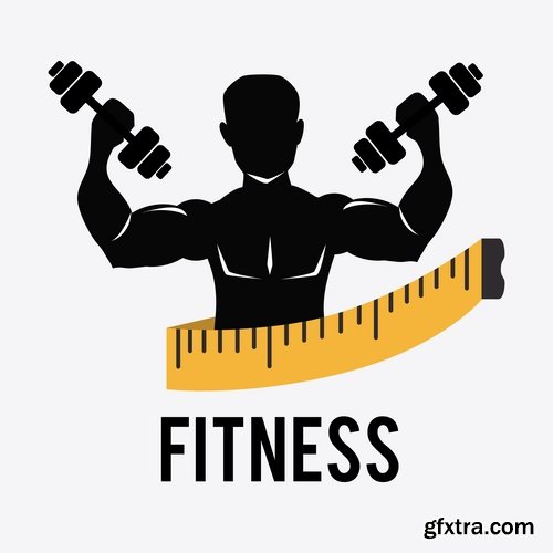 Collection of vector illustration picture infographics fitness poster sticker sport 25 Eps