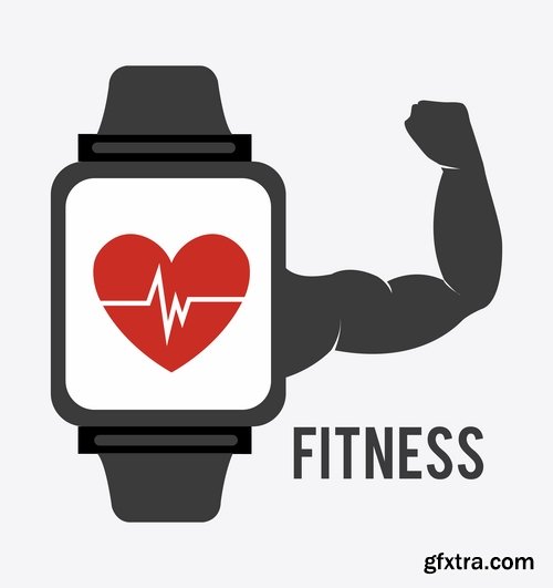 Collection of vector illustration picture infographics fitness poster sticker sport 25 Eps