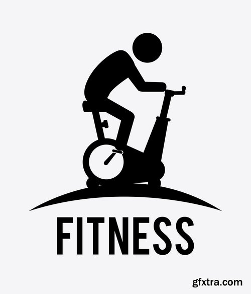 Collection of vector illustration picture infographics fitness poster sticker sport 25 Eps