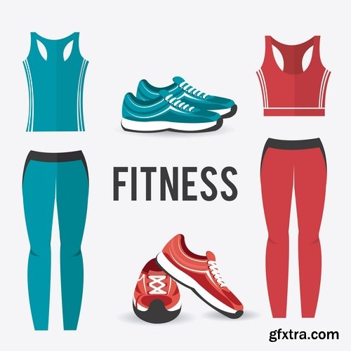 Collection of vector illustration picture infographics fitness poster sticker sport 25 Eps