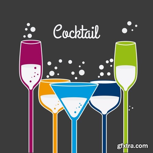 Collection of vector image drink cocktail glass 25 Eps