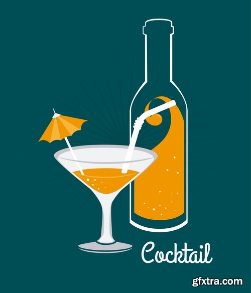 Collection of vector image drink cocktail glass 25 Eps