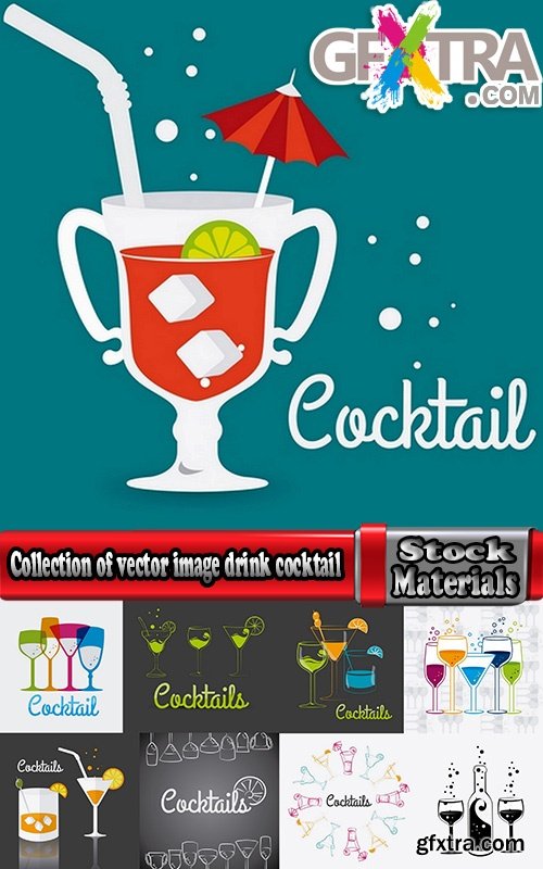 Collection of vector image drink cocktail glass 25 Eps