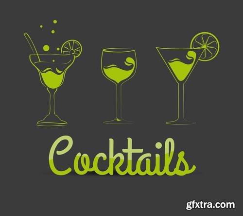 Collection of vector image drink cocktail glass 25 Eps