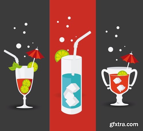 Collection of vector image drink cocktail glass 25 Eps