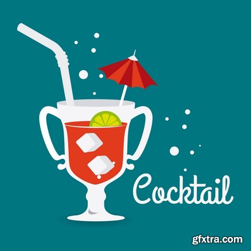 Collection of vector image drink cocktail glass 25 Eps