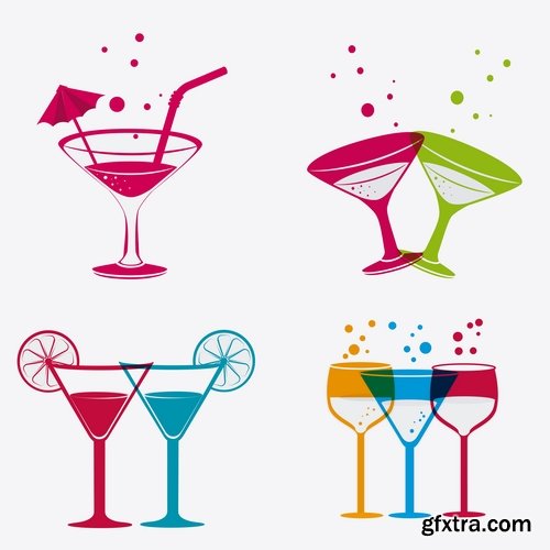 Collection of vector image drink cocktail glass 25 Eps