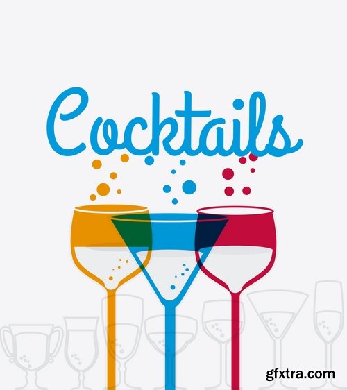 Collection of vector image drink cocktail glass 25 Eps