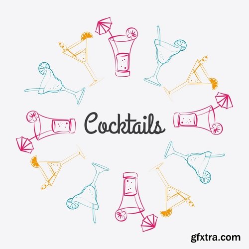 Collection of vector image drink cocktail glass 25 Eps