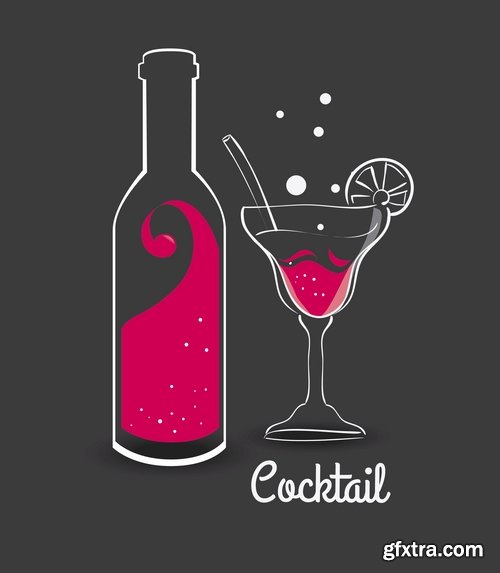 Collection of vector image drink cocktail glass 25 Eps