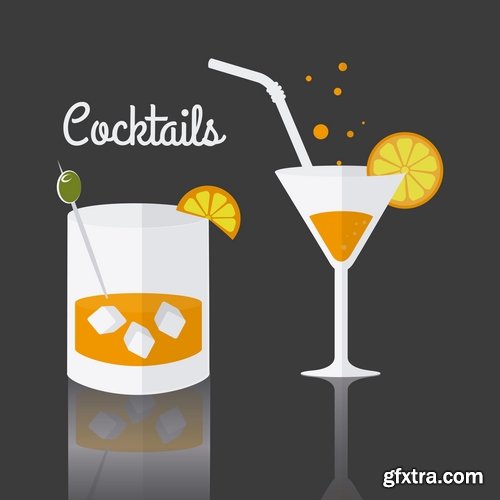 Collection of vector image drink cocktail glass 25 Eps