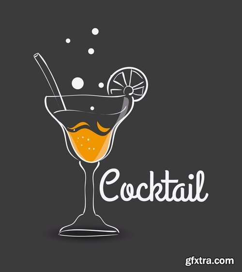 Collection of vector image drink cocktail glass 25 Eps