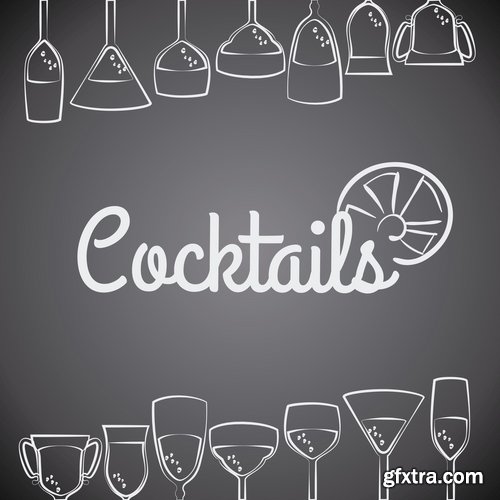 Collection of vector image drink cocktail glass 25 Eps