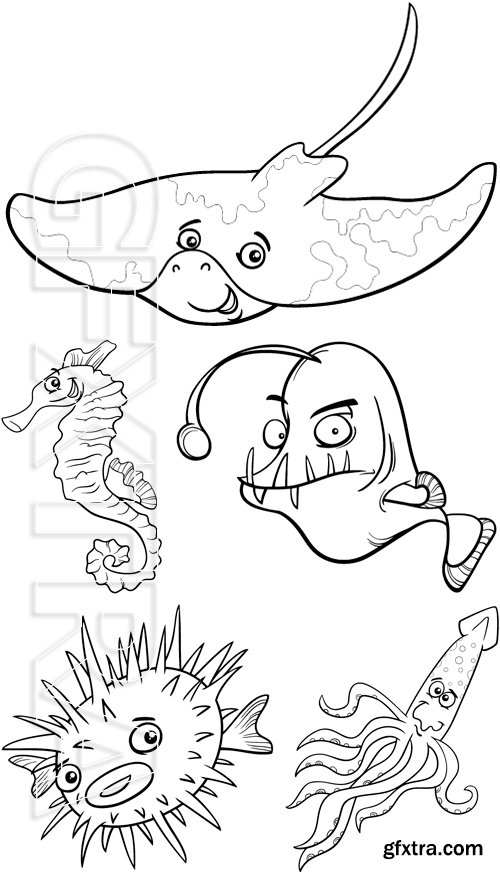 Stock Vectors - Black and White Cartoon Vector Illustration Animal Coloring Book