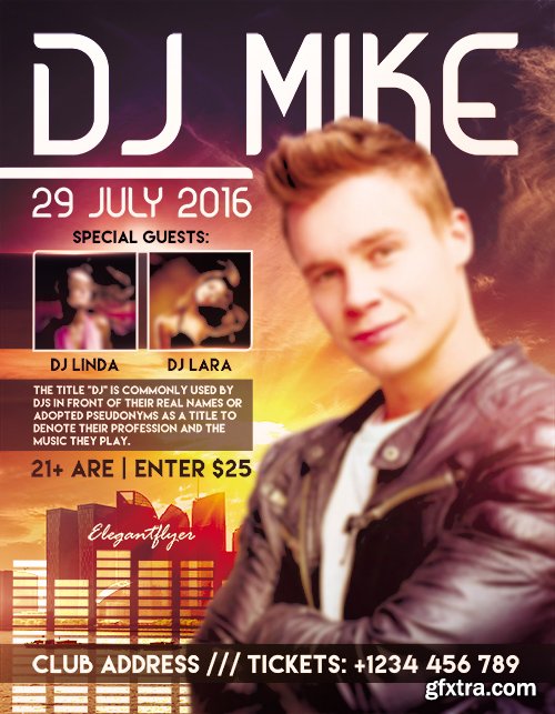 Guest Dj Mike Flyer PSD Template + Facebook Cover