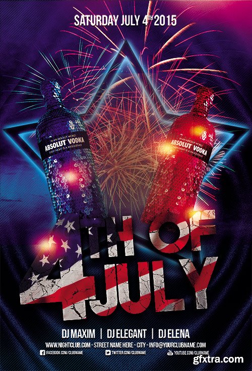 4th of July 2 Flyer PSD Template + Facebook Cover