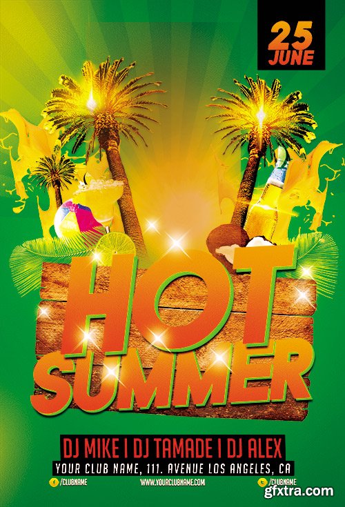 Hot Summer Flyer PSD Template + Facebook Cover