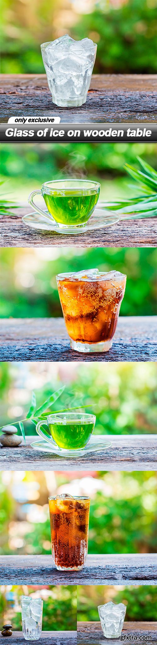 Glass of ice on wooden table - 6 UHQ JPEG