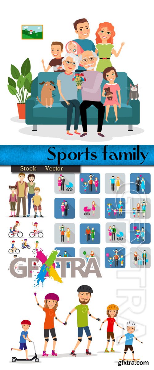 Close-knit, sports family in Vector