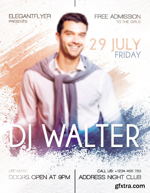 Guest Dj Walter Flyer PSD Template + Facebook Cover