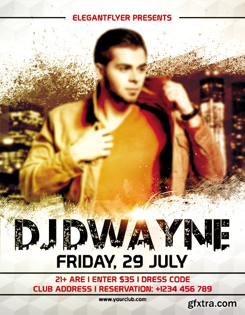 Guest Dj Dwayne Flyer PSD Template + Facebook Cover