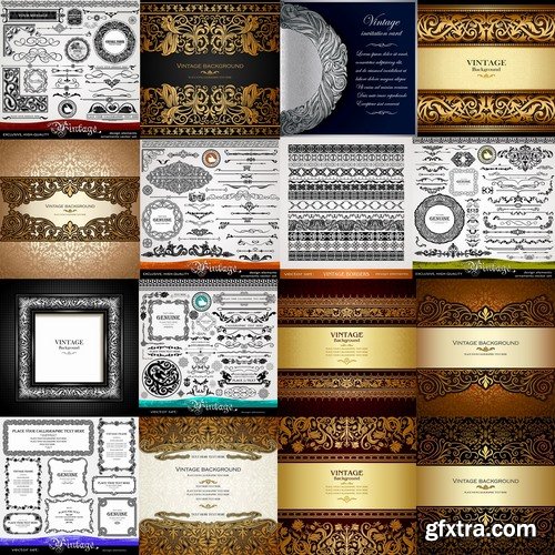 Collection of vector image calligraphic elements vintage design element #7-25 Eps