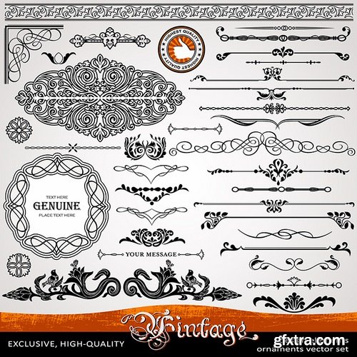 Collection of vector image calligraphic elements vintage design element #7-25 Eps