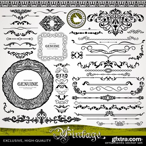 Collection of vector image calligraphic elements vintage design element #7-25 Eps