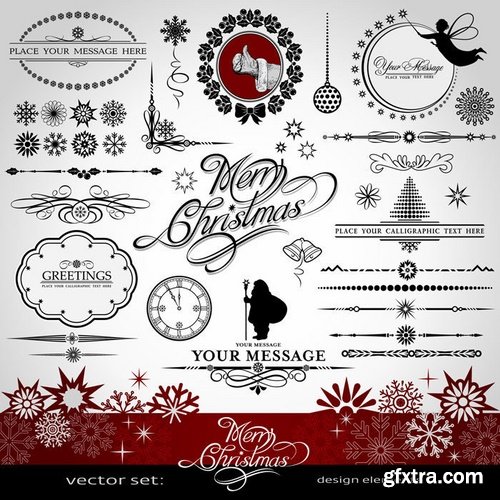 Collection of vector image calligraphic elements vintage design element #7-25 Eps