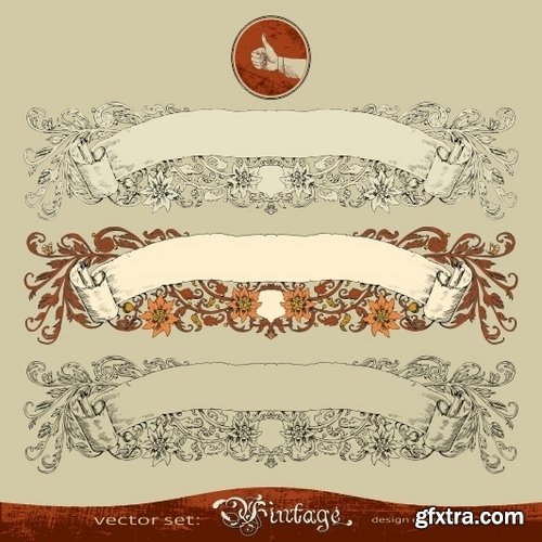 Collection of vector image calligraphic elements vintage design element #7-25 Eps