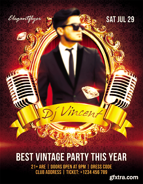 Guest Dj Vincent Flyer PSD Template + Facebook Cover